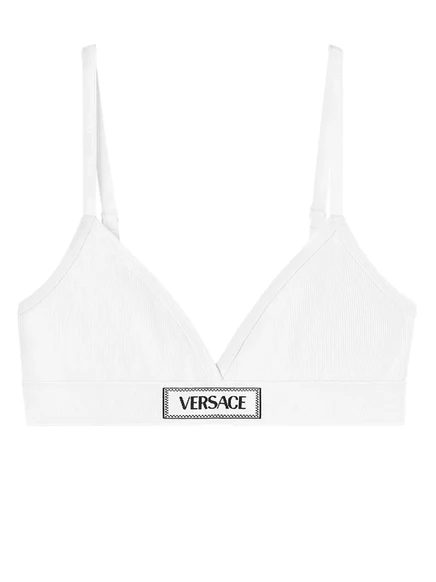 Бюстгальтер из хлопчатобумажной смеси с нашивкой с логотипом Versace  white