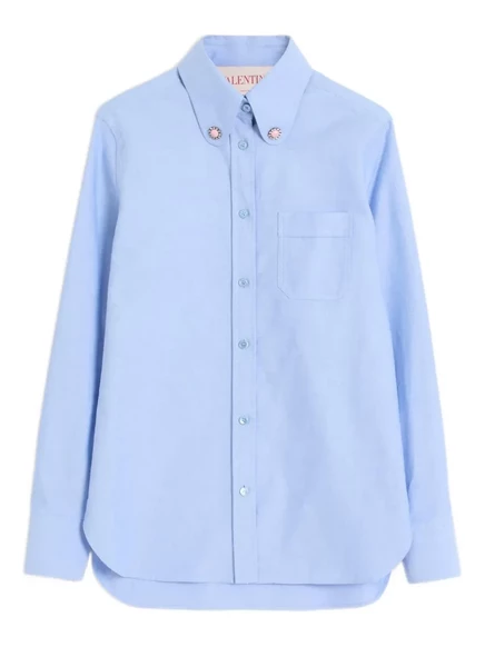 Рубашка с драгоценными пуговицами от Valentino Garavani blue