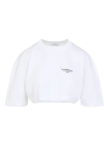 Укороченная футболка с длинным рукавом и логотипом Givenchy white