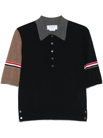 Мужское поло Thom Browne с RWB-полосой, синее