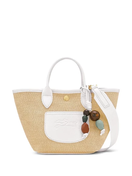 Женская сумка-тоут Longchamp Le Pilage соломенная, белая
