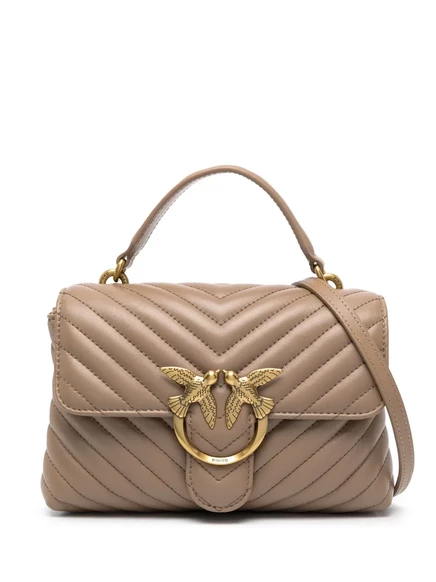 Стеганая кожаная сумка через плечо PINKO Mini Lady Love brown