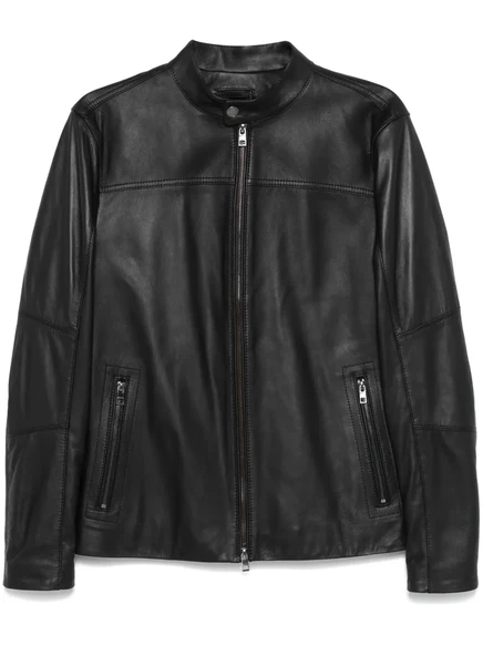 Мужская кожаная байкерская куртка Michael Kors, черная
