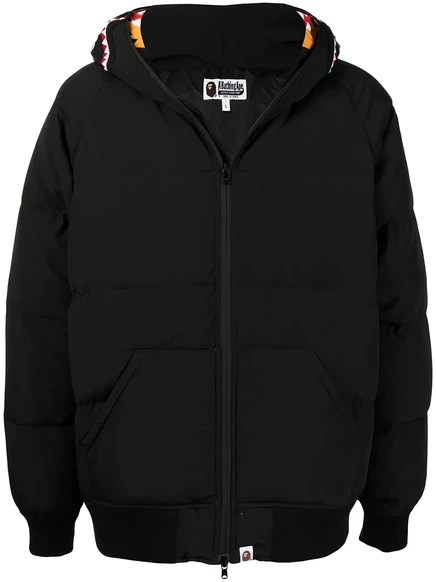 Пуховик с капюшоном и принтом BATHING APE® для купания black