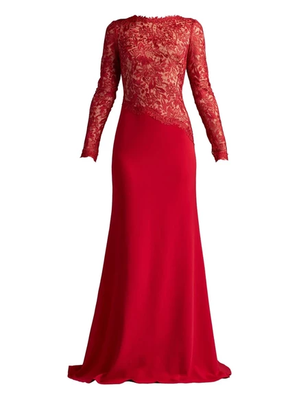 Платье с кружевной вставкой Tadashi Shoji red