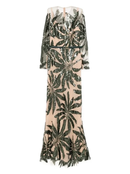 Женское платье Elie Saab макси с вышивкой, зелёное
