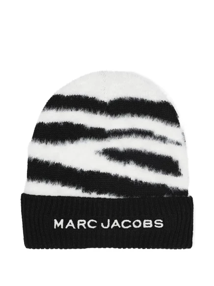 Детская шапка Marc Jacobs Kids зебровый узор, черная
