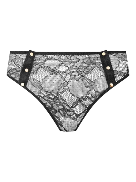 Женские стринги Maison Close высокие кружевные, черные