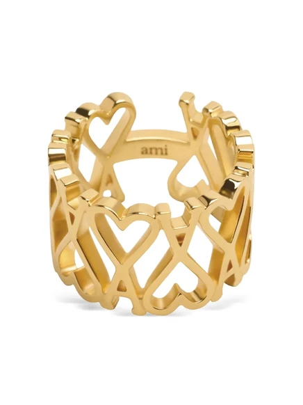Кольцо AMI Paris Ami de Coeur, позолоченное, золотистое