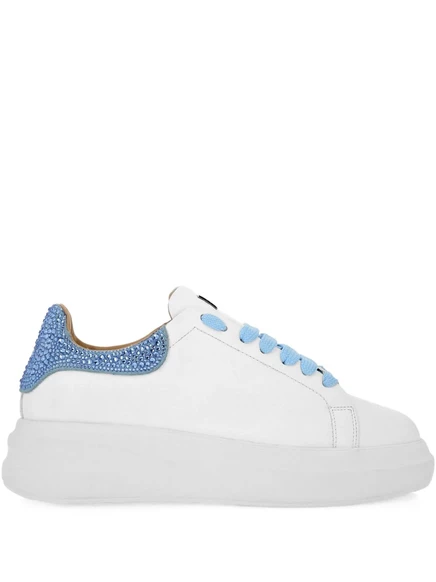 Кроссовки на платформе Philipp Plein с украшением в виде кристаллов white