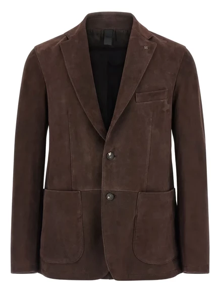 Однобортный замшевый блейзер от Tagliatore brown