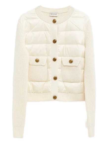Стеганый вязаный кардиган Moncler white