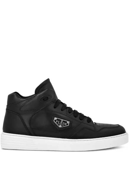 Кожаные кроссовки Philipp Plein с высоким берцем black