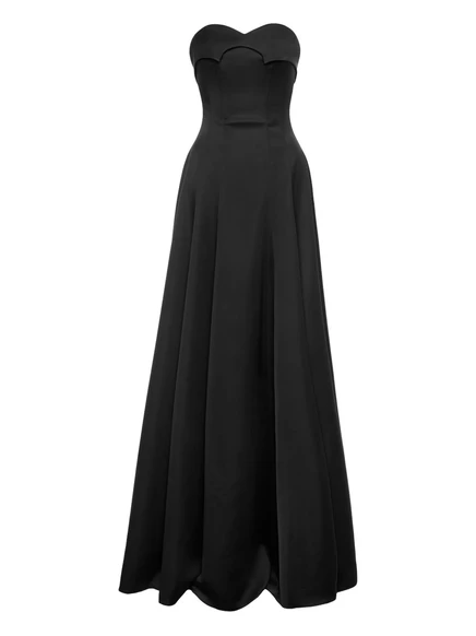V:Макси-платье с глубоким вырезом от PM ATELIER Noir black
