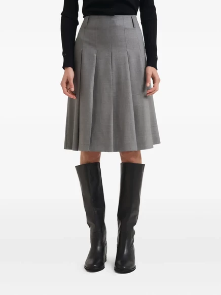 Плиссированная юбка миди Max Mara grey