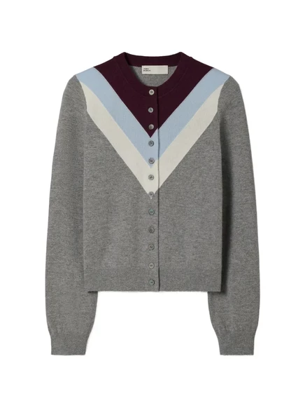 Женский кардиган Tory Burch Chevron, шерсть/кашемир, серый