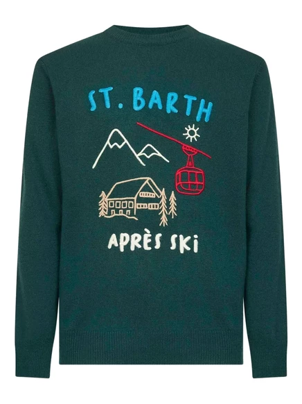 Мужской свитер MC2 Saint Barth с вышивкой, зеленый