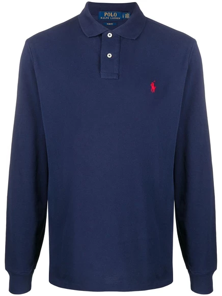 Мужское поло Polo Ralph Lauren с длинным рукавом, синее