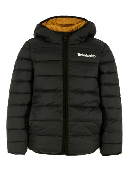 Стеганая куртка с капюшоном с логотипом Timberland Kids black
