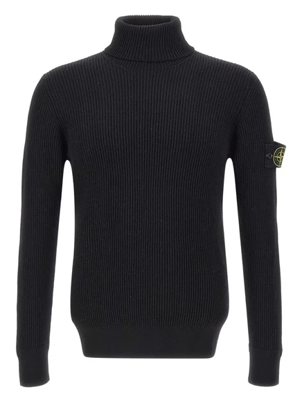 Мужской свитер Stone Island с воротником-гольф, черный