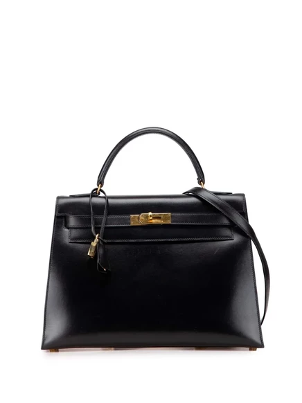 Сумка из телячьей кожи Kelly Sellier 32 от Hermès, бывшая в употреблении в 1995 году black