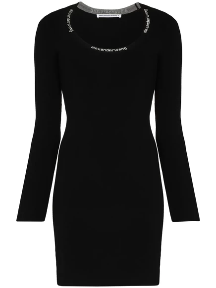 Облегающее мини-платье с логотипом Alexander Wang black