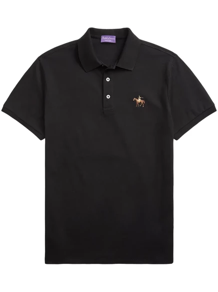 Мужская поло Ralph Lauren Purple Label с логотипом, черная