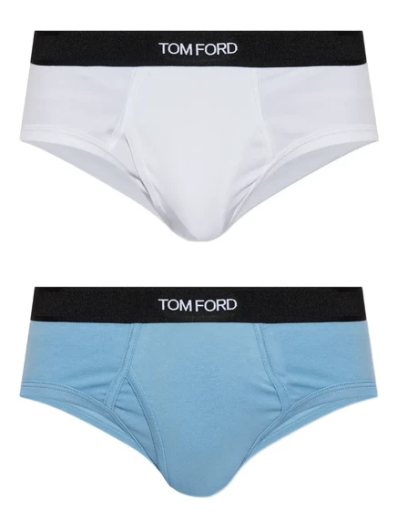 Мужские брифы Tom Ford с логотипом на поясе (2 шт.), белые/синие