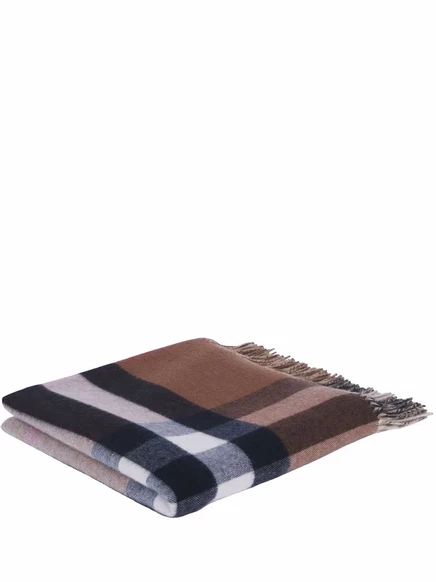 Плед Burberry из кашемира в клетку, коричневый