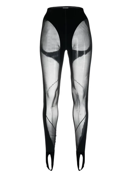 Женские леггинсы Mugler со сеткой и стременами, черные
