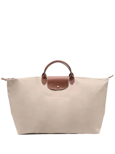 Дорожная сумка Longchamp Le Pliage Original увеличенная, бело-коричневая