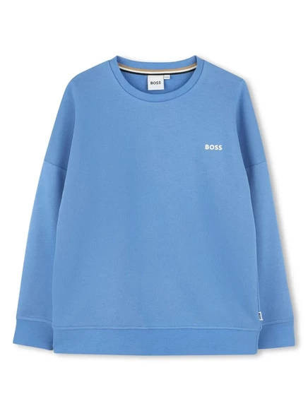 Толстовка с круглым вырезом и вышитым логотипом BOSS Kidswear blue