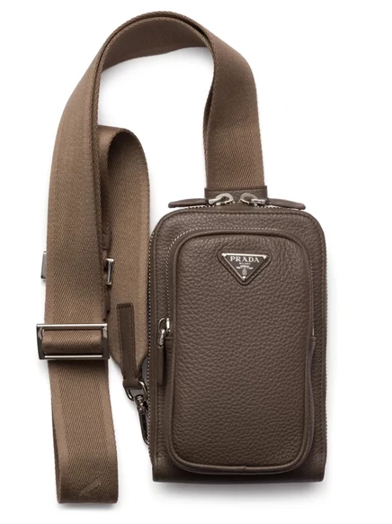 Мужской чехол для смартфона Prada кожаный, серый