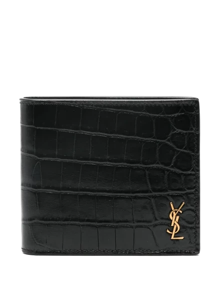 Мужской кошелек Saint Laurent Cassandre с тиснением, черный