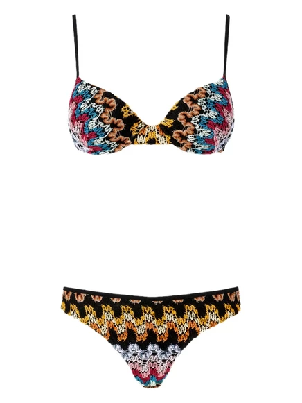 Женский раздельный купальник Missoni зигзагообразной вязки, черный