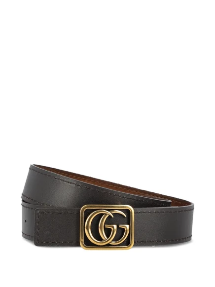 Мужской ремень Gucci double G из гладкой кожи, коричневый