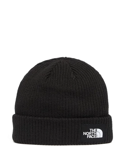Унисекс вязаная шапка The North Face в рубчик, черная