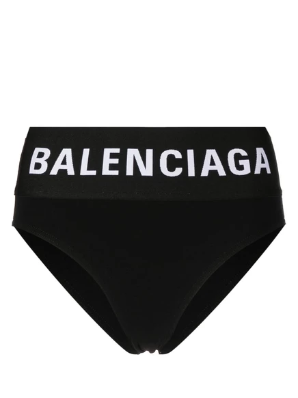 Женские трусы Balenciaga высокие с логотипом, черные