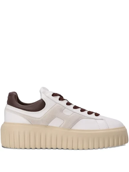 Кожаные кроссовки на платформе Hogan H-Stripes white