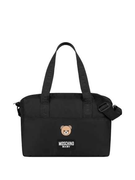 Детская сумка для пеленания Moschino Kids с логотипом, черная