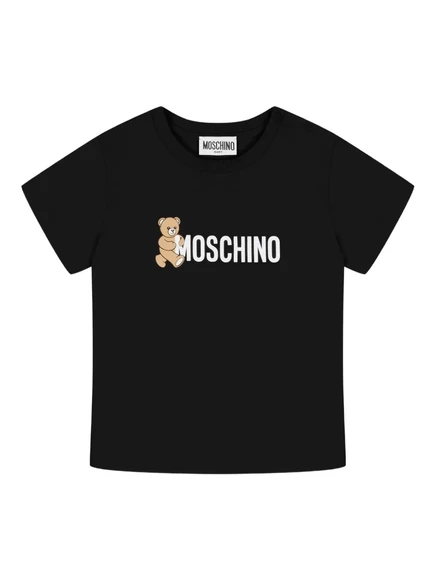 Детская футболка Moschino Kids Teddy из хлопка, черная