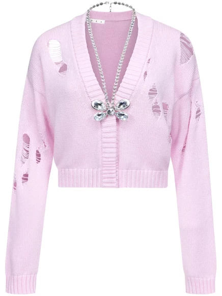 Кардиган из органической хлопковой смеси, украшенный бабочками, AREA pink