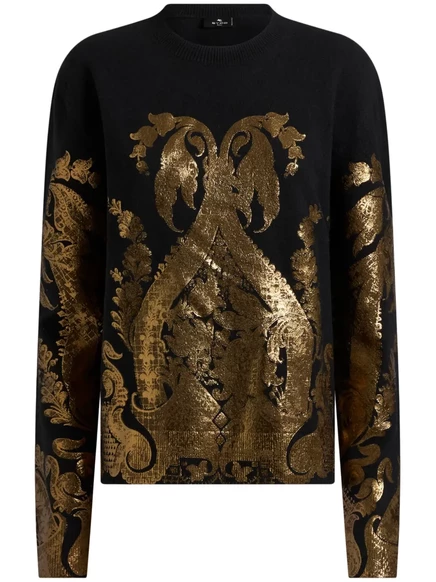 Женский джемпер Etro с металлизированным принтом, черный