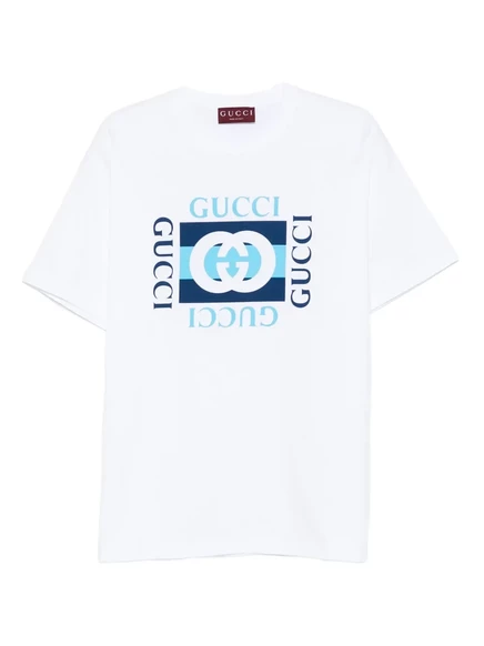 Мужская футболка Gucci с логотипом, белая/синяя
