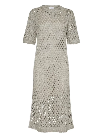 Женское миди-платье Brunello Cucinelli Dazzling вязаное, бежевое