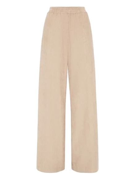 Женские брюки Brunello Cucinelli из вельвета, бежевые