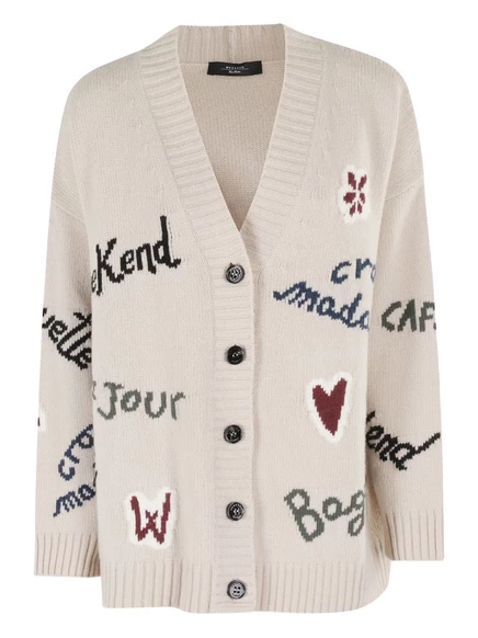 Женский кардиган Weekend Max Mara с буквенной отделкой, бежевый