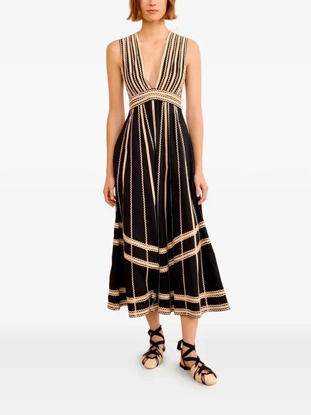 Женское платье Ulla Johnson Palermo миди с V‑вырезом, черное
