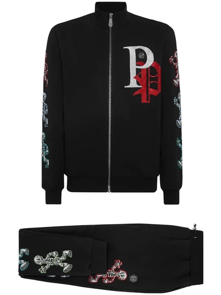 Мужской костюм Philipp Plein со скелет-аппликацией, черный