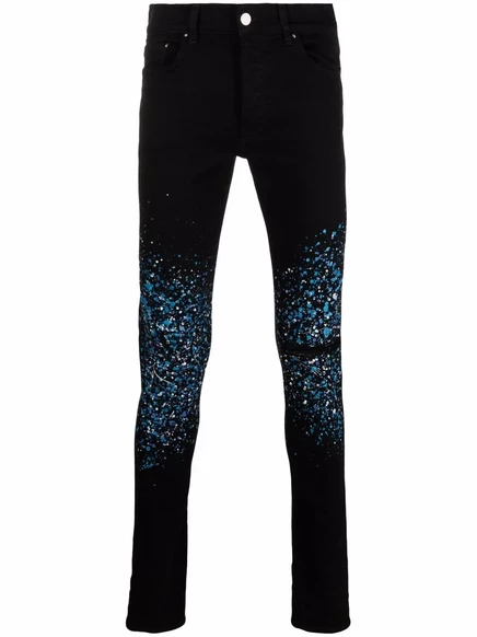 Мужские джинсы Amiri Crystal Painter черные, с краской